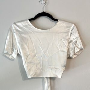 NWT ZARA White Backless Crop Top Size M